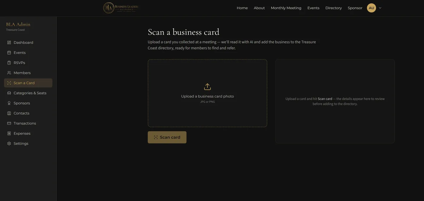 AI business-card scanner