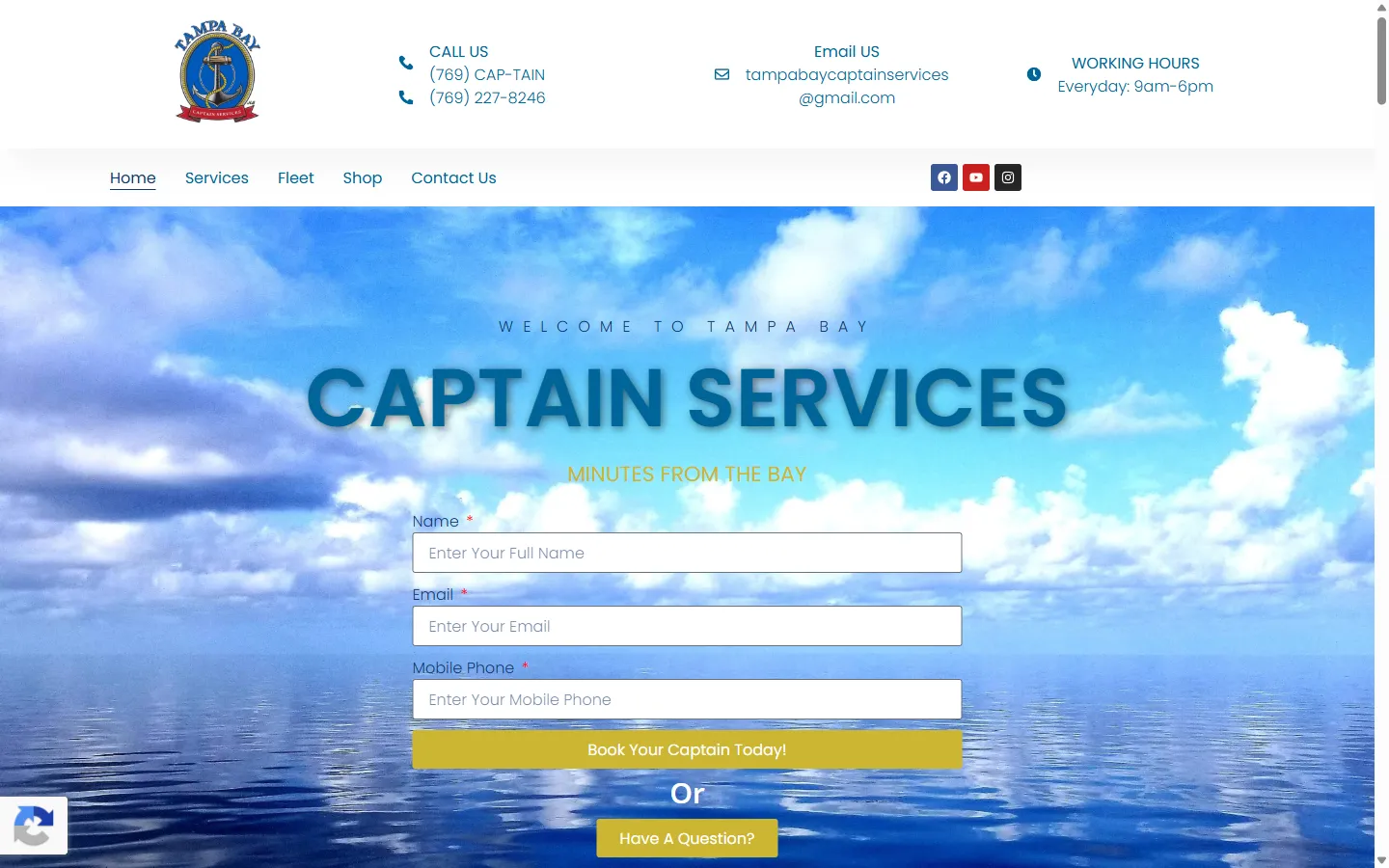 Tampa Bay Captain Services website