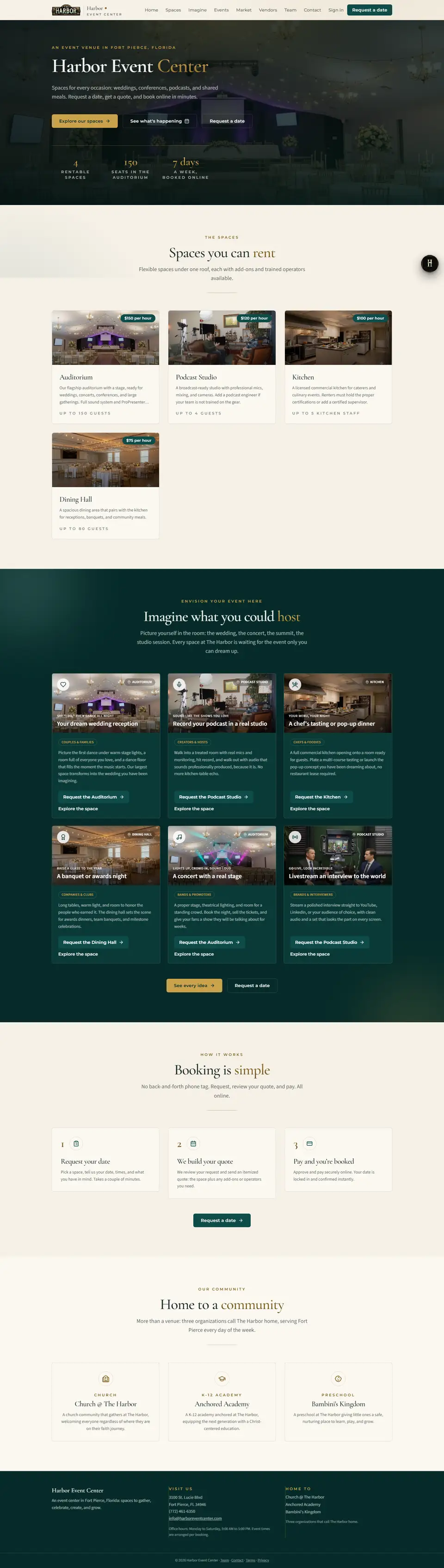 Harbor Event Center website