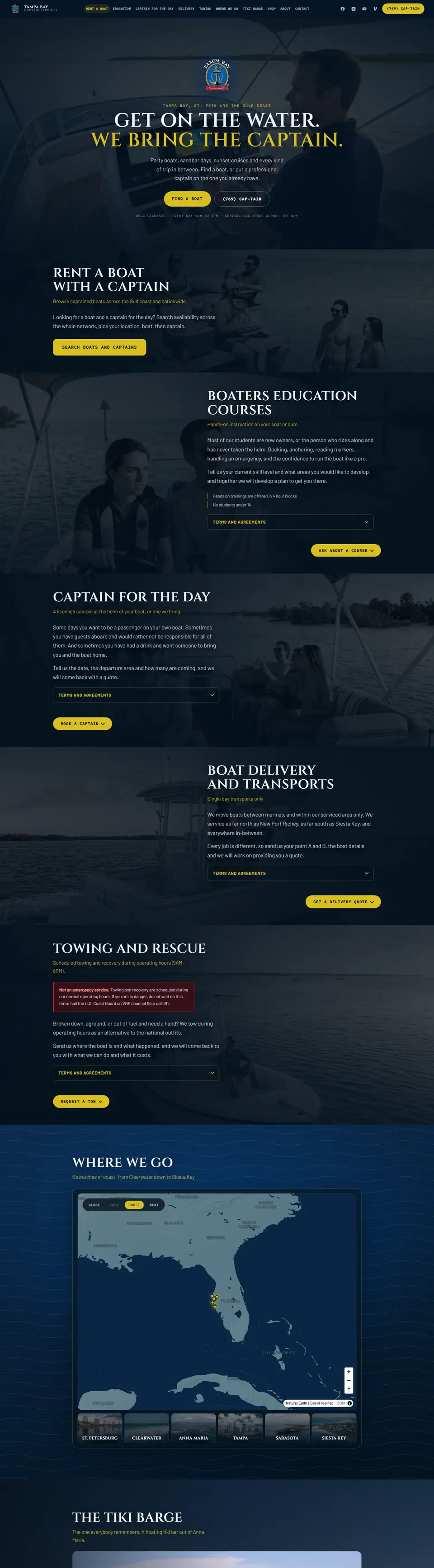 Tampa Bay Captain Services website